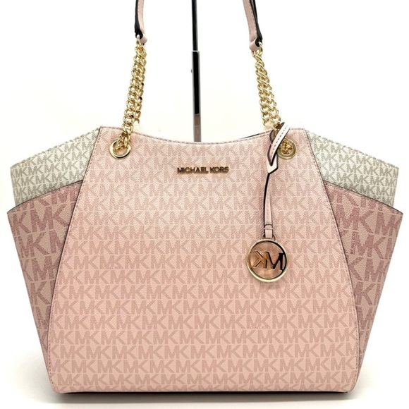 Michael Kors Large Jet Set Travel Chain Shoulder Bag Powder Blush Multi - Picture 1 of 10